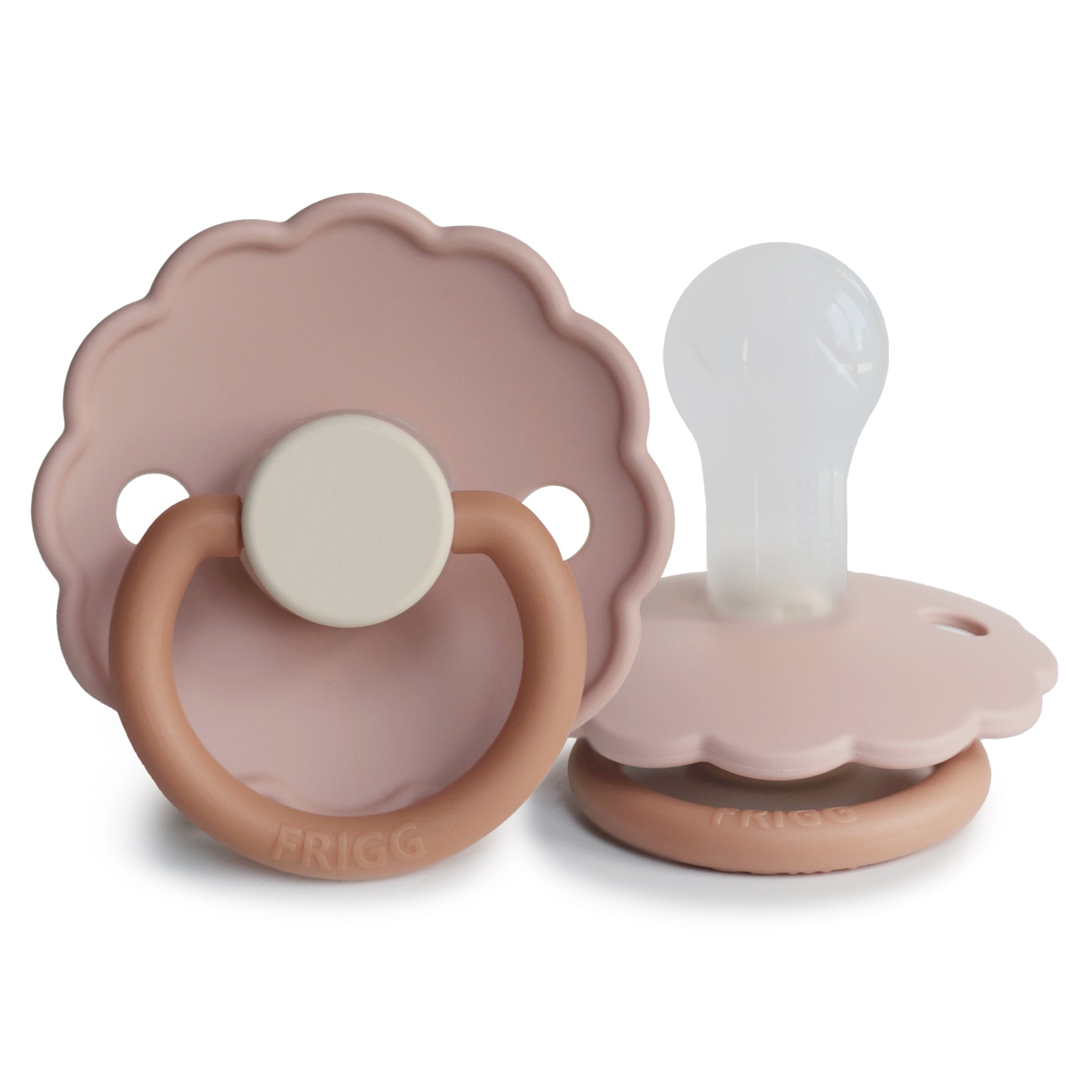 FRIGG Daisy Colourblock - Round Silicone Pacifier - Biscuit