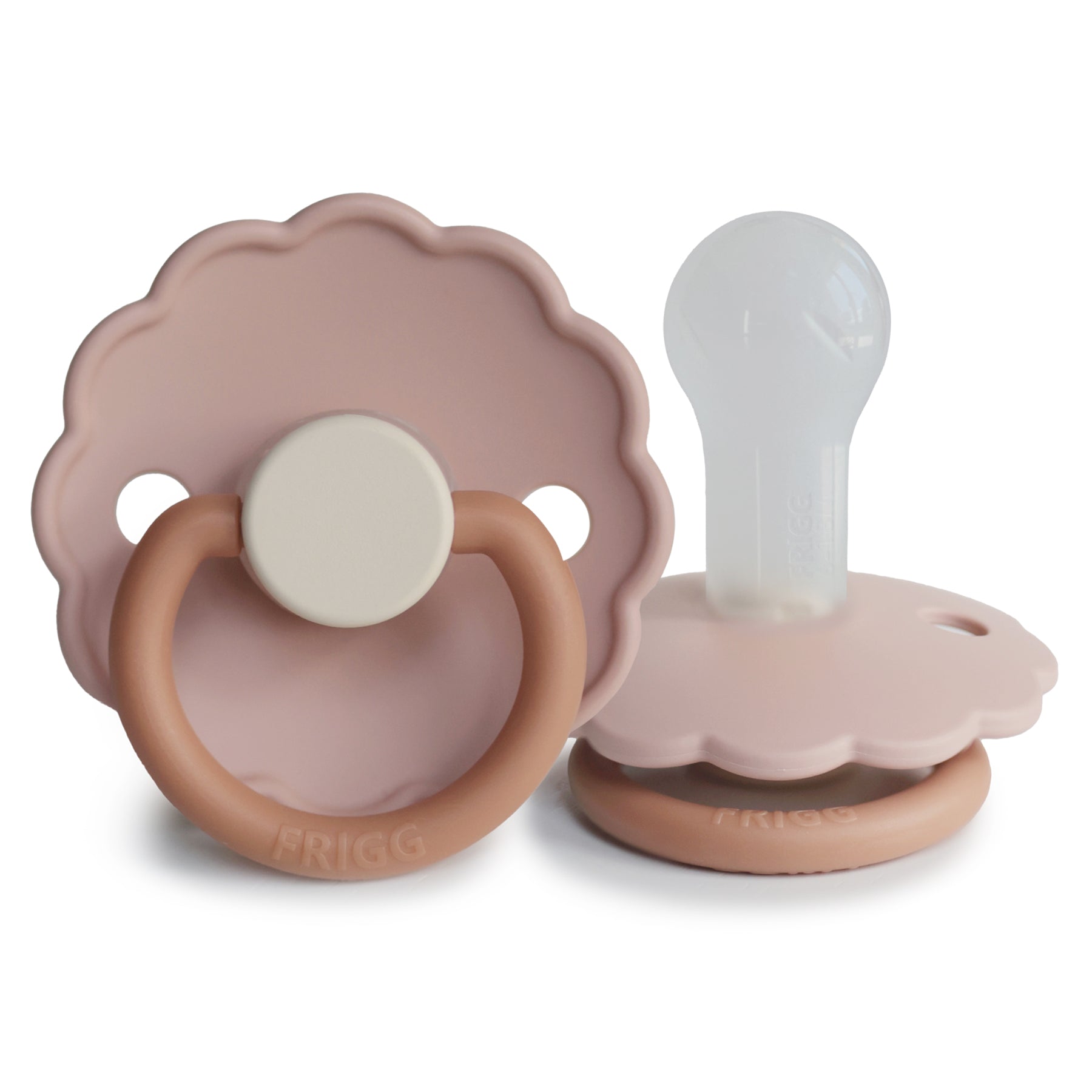 FRIGG Daisy Colourblock - Round Silicone Pacifier - Biscuit