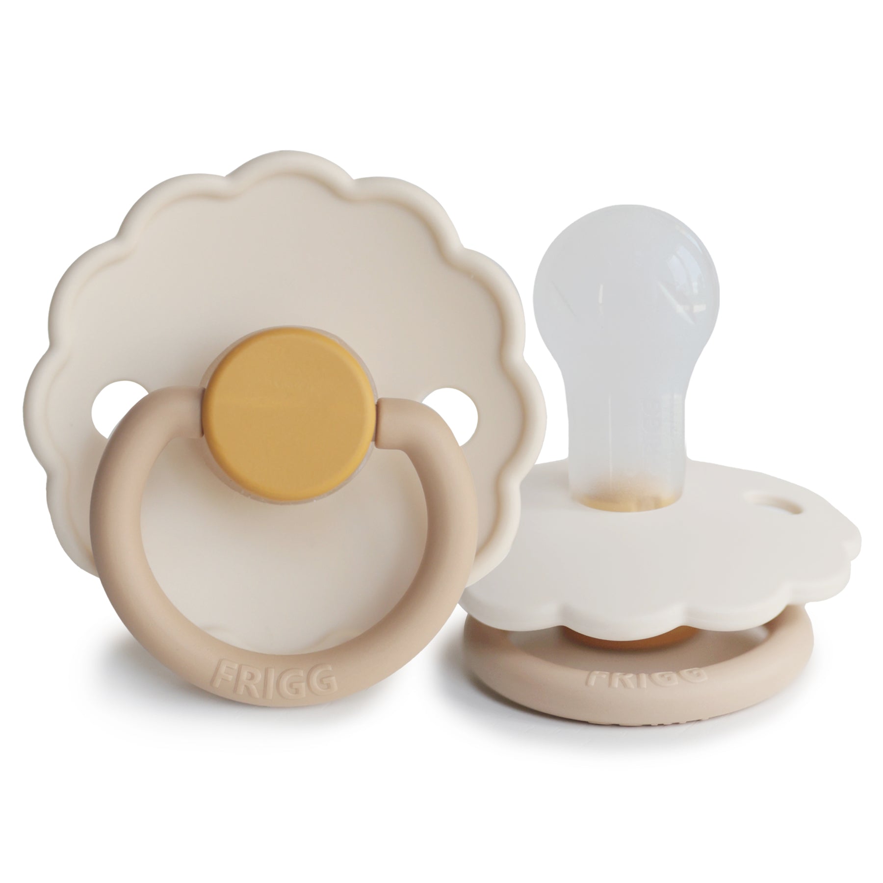 FRIGG Daisy Colourblock - Round Silicone Pacifier - Chamomile