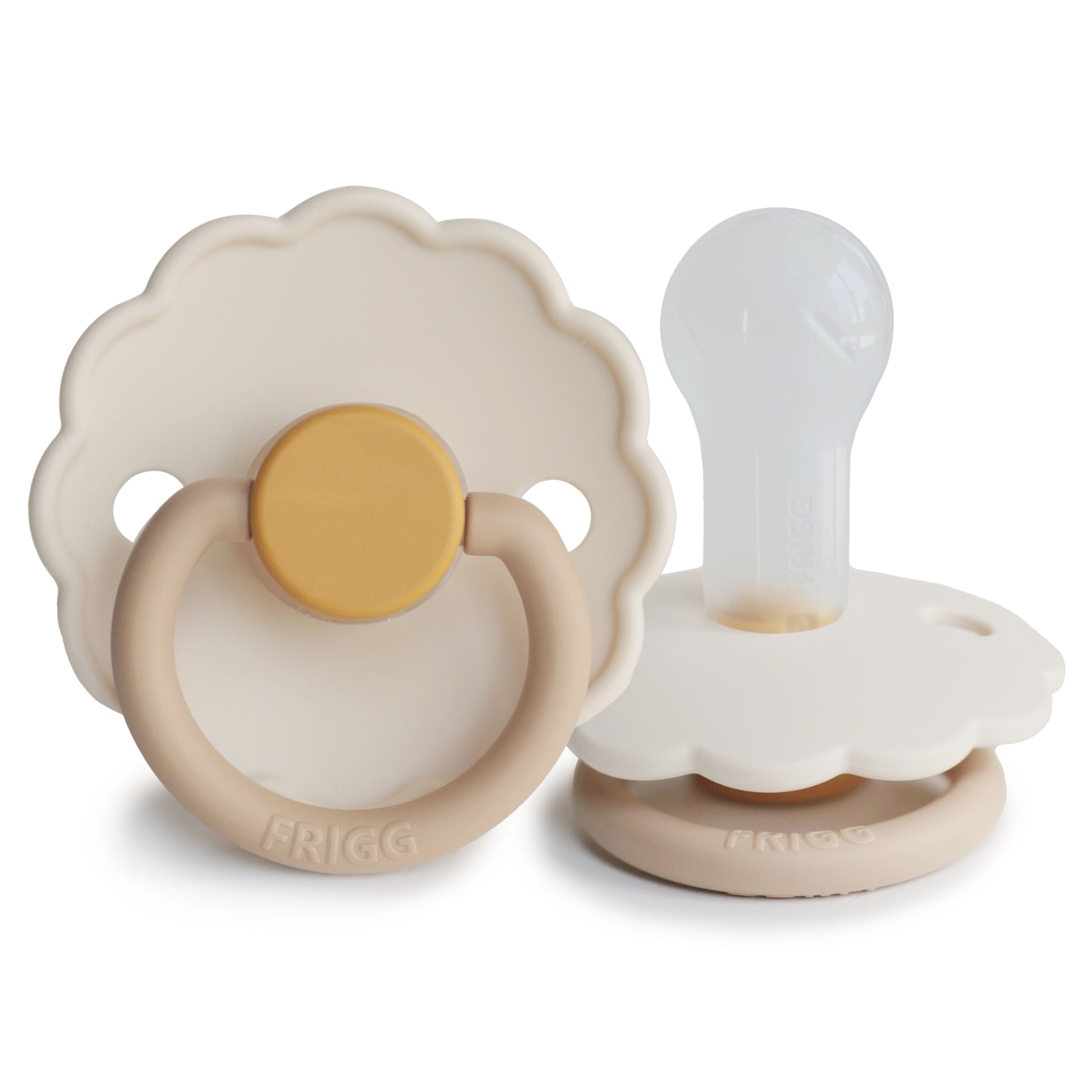 FRIGG Daisy Colourblock - Round Silicone Pacifier - Chamomile