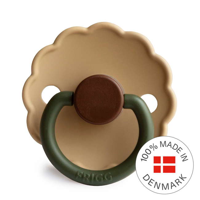 FRIGG Daisy Colourblock - Round Silicone Pacifier - Acorn