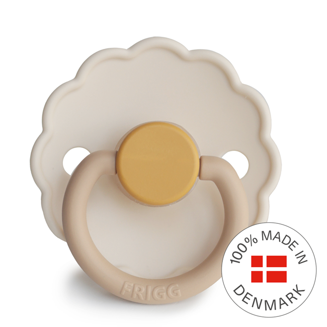 FRIGG Daisy Colourblock - Round Silicone Pacifier - Chamomile