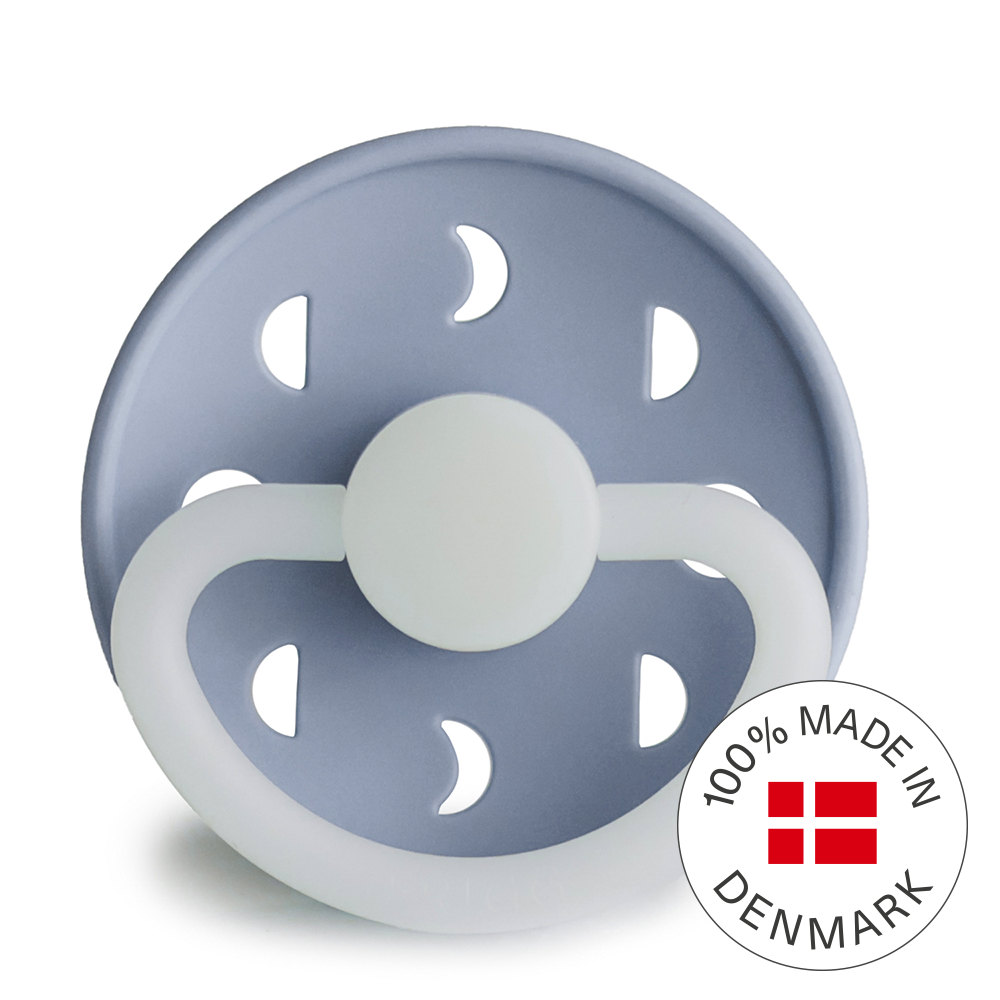 Frigg Moon Night - Round Silicone Pacifier - Powder Blue