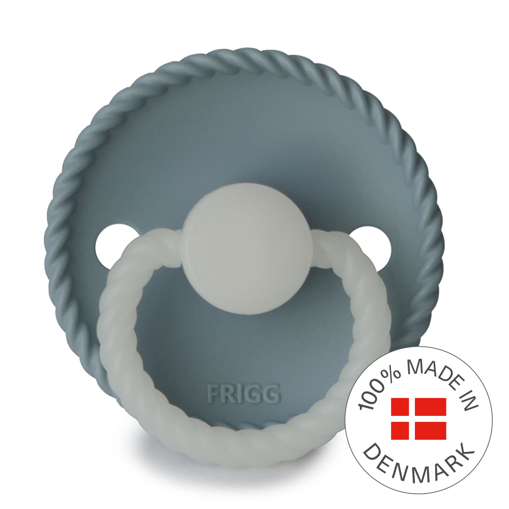 FRIGG Rope Night - Round Silicone Pacifier - Stone Blue