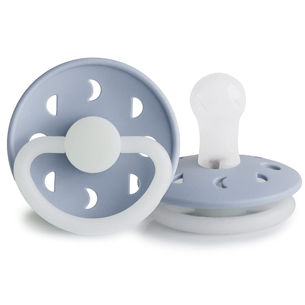 FRIGG Moon Night - Round Silicone Pacifier - Powder Blue