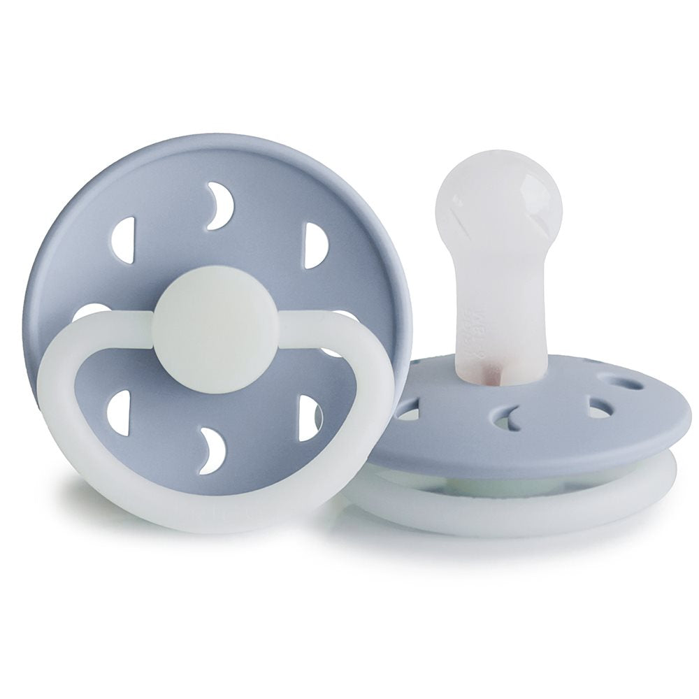 FRIGG Moon Night - Round Silicone Pacifier - Powder Blue