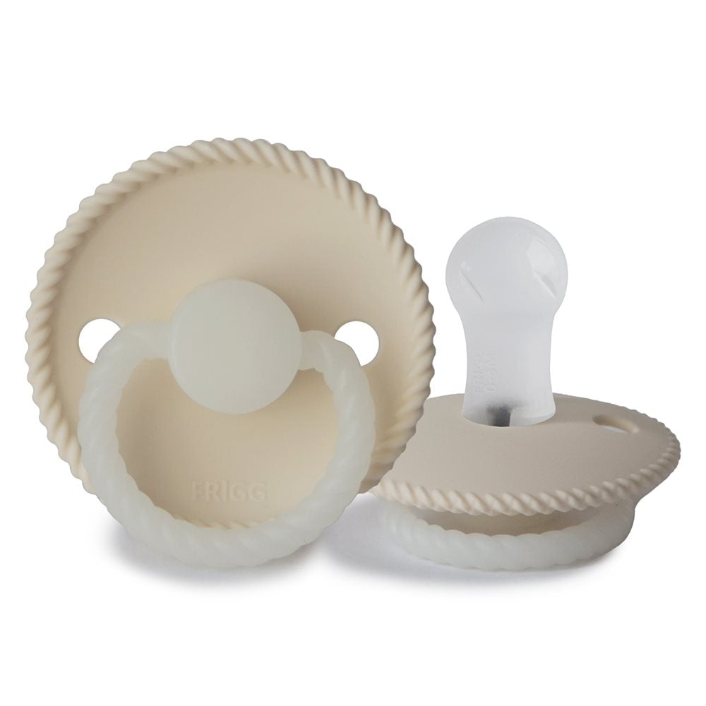 FRIGG Rope Night - Round Silicone Pacifier - Cream Night