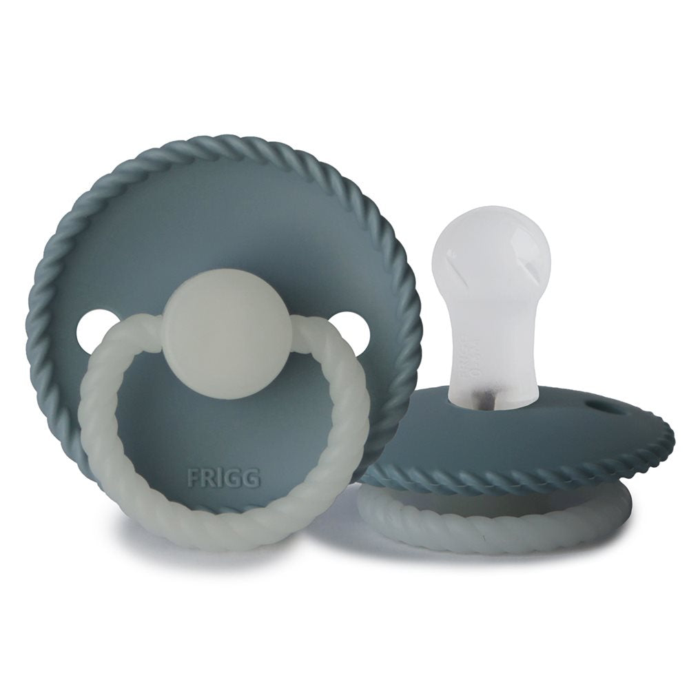 FRIGG Rope Night - Round Silicone Pacifier - Stone Blue