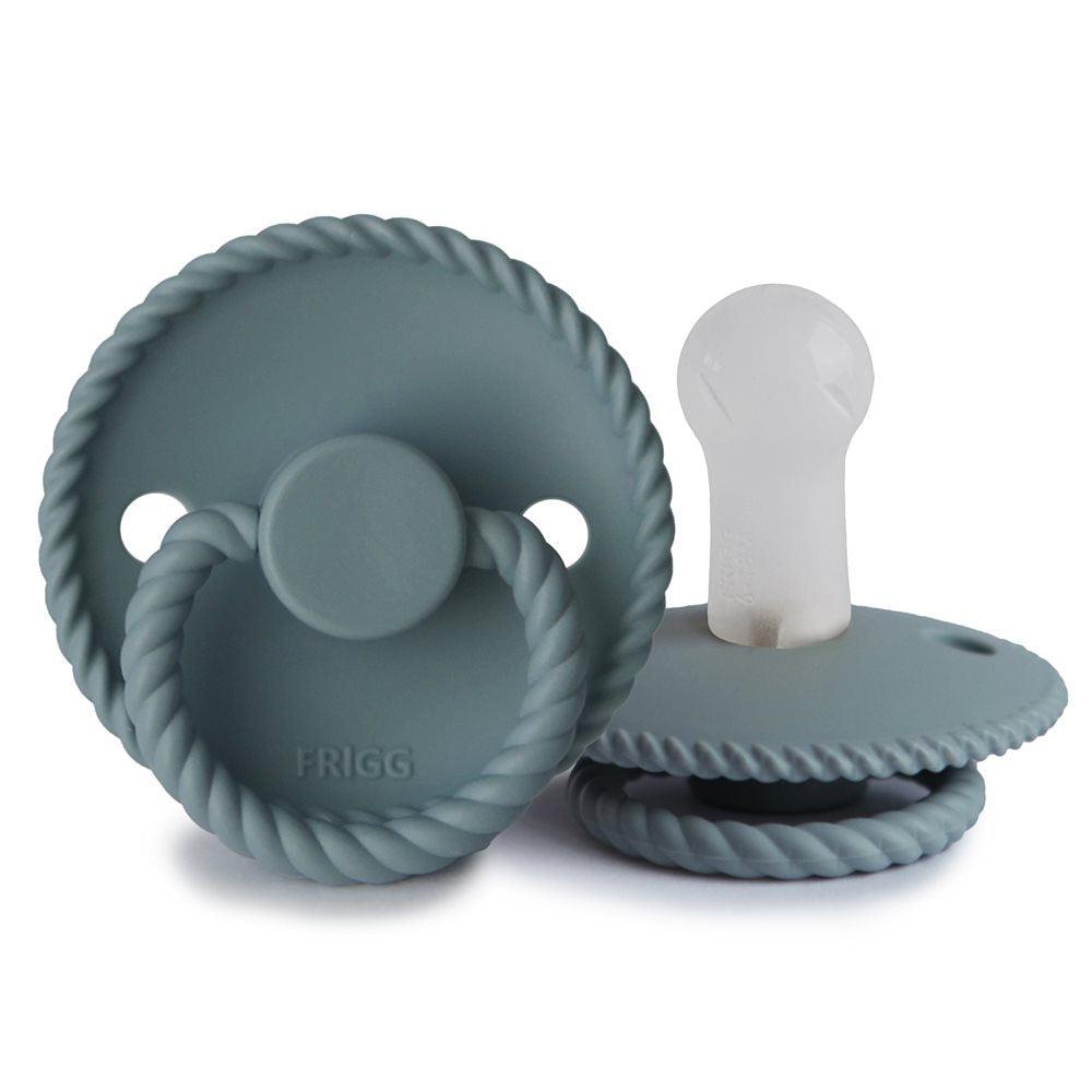 FRIGG Rope Night - Round Silicone Pacifier - Stone Blue