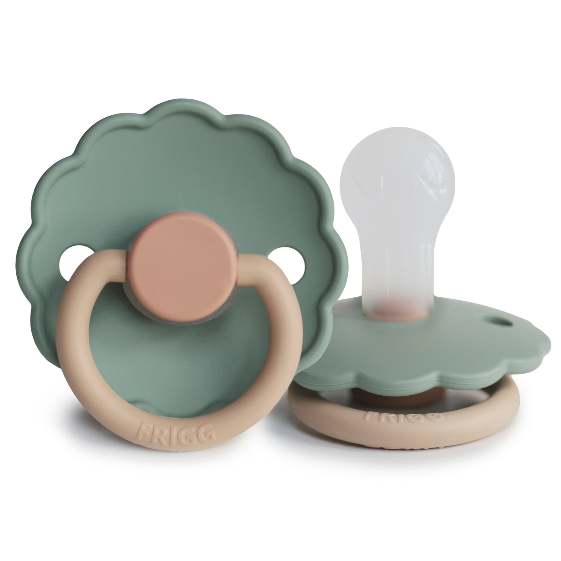 FRIGG Daisy Colourblock - Round Silicone Pacifier - Willow