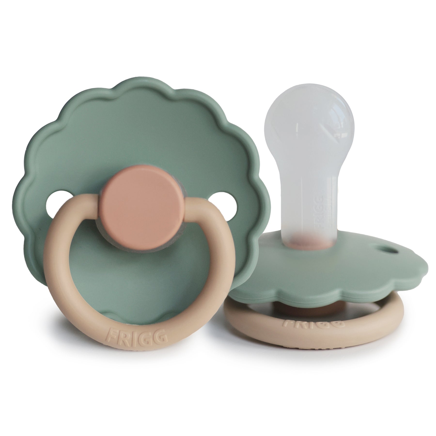 FRIGG Daisy Colourblock - Round Silicone Pacifier - Willow